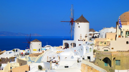 Fototapeta na wymiar White Windmill in Santorini, Greece