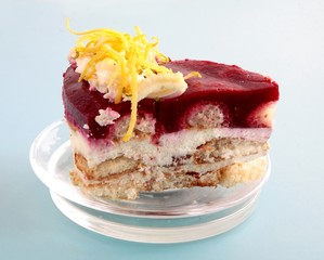 homemade tasty cake with cream and gelly