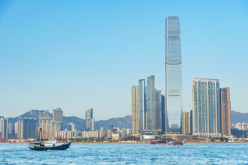 Obraz premium Skyline and harbor of Hong Kong city