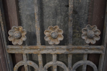 Old Rusty Metal Fence Iron Flowers