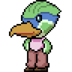 Fototapeta premium vector pixel art parrot stand