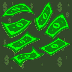 Vector packages of dollar banknotes in various angles. Pile of cash Isometric illustration