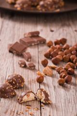 Chocolate truffles with caramel cream filling.