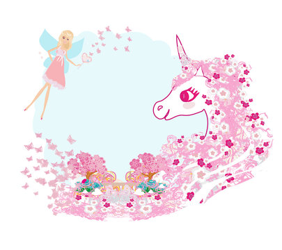 Cute unicorn and fairy