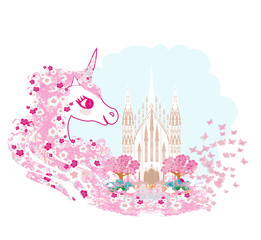 Unicorn on magic background © diavolessa