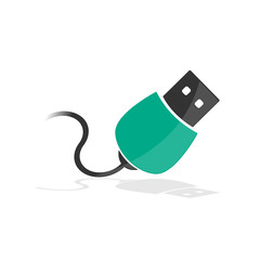 Design IT technology, USB icon with green color, illustration vector