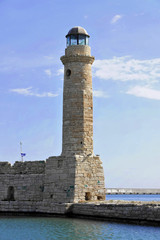 Alter Leuchtturm im Hafen, Rethymno, Kreta, Griechenland, Europa