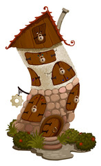 magic house with closed windows. Vector cartoon illustration