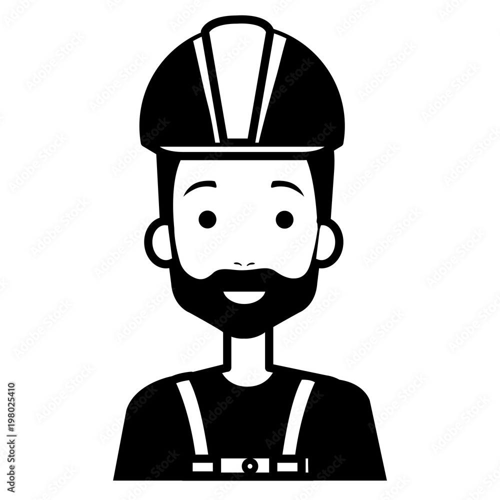 Poster builder constructor with overall avatar character vector illustration design