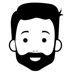 young man head avatar character vector illustration design
