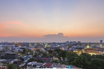 evening time view from golden mount, bangkok, thailand