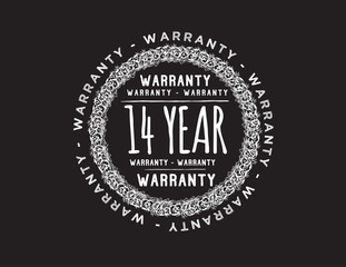 14 years warranty icon vintage rubber stamp guarantee