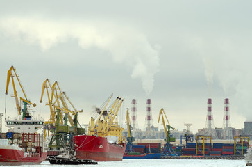 The natural landscape at the cargo port.