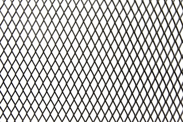 Close up Black Steel Net Cage for texture isolate on white background