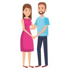 Fototapeta premium young couple avatars characters vector illustration design