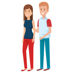 Obraz premium young couple avatars characters vector illustration design