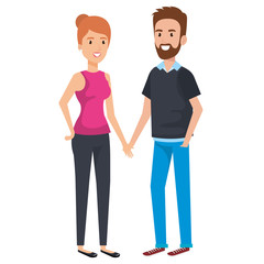 young couple avatars characters vector illustration design