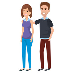 Fototapeta premium young couple avatars characters vector illustration design