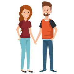 Obraz premium young couple avatars characters vector illustration design
