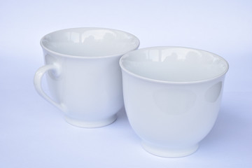 White Cups Isolated White Background