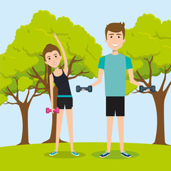 Obraz na płótnie Canvas athletic people practicing exercise characters vector illustration design