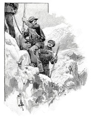 Fototapeta na wymiar Männer beim Bergsteigen