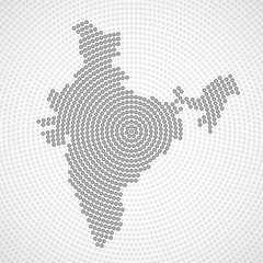 Abstract India map of radial dots, halftone concept. Vector