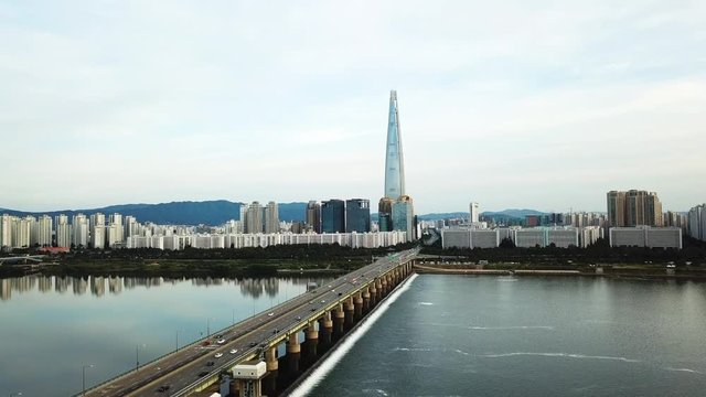 Aerial view at Seoul City Skyline ,South Korea