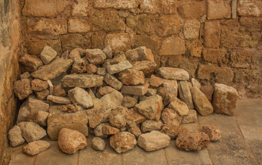 Large stones piled and aged