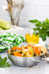Vegetable stew. Baked vegetables. Vegetarian food