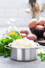 Mashed, mash potato with butter and milk. Potato puree