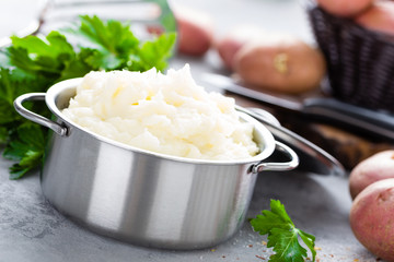 Mashed, mash potato with butter and milk. Potato puree