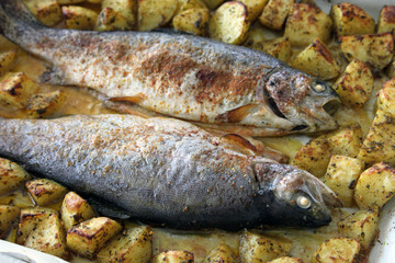 Trout with potatoes, home cooking