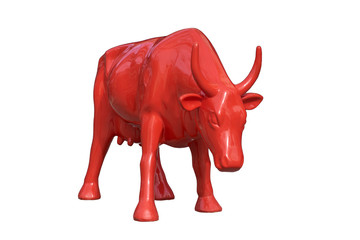 Red cow isolated