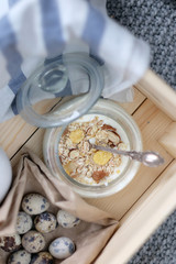 Yogurt with muesli in a jar