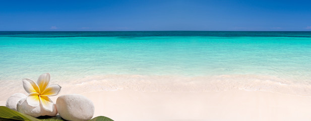 Sand and caribbean sea panoramic background, summer and travel concept