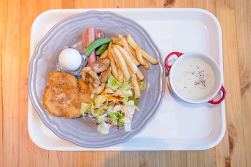 close up western style meals