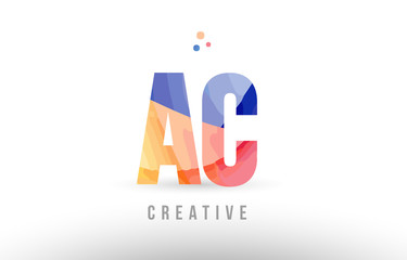 orange blue alphabet letter ac a c logo icon design with dots