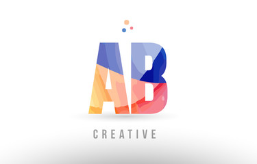 orange blue alphabet letter ab a b logo icon design with dots