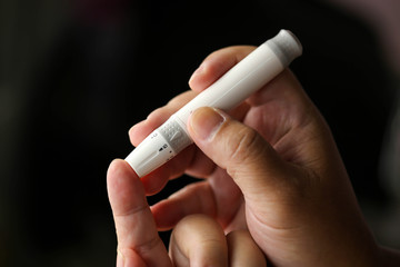 Diabetes, glycemia,medicine A medical test, checking  blood on the sugar level.