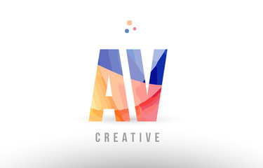 orange blue alphabet letter av a v logo icon design with dots