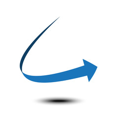 Curved arrow icon isolated on white background, vector illustration