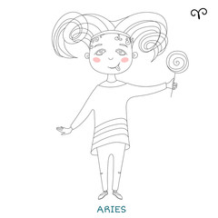 cute girl in the form of zodiac sign. aries
