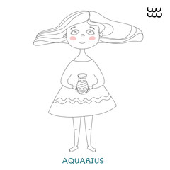cute girl in the form of zodiac sign. Aquarius