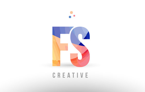 orange blue alphabet letter fs f s logo icon design with dots