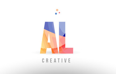 orange blue alphabet letter al a l logo icon design with dots