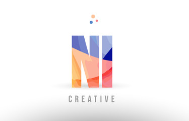 orange blue alphabet letter ni n i logo icon design with dots