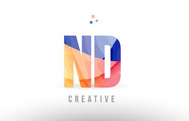 orange blue alphabet letter nd n d logo icon design with dots