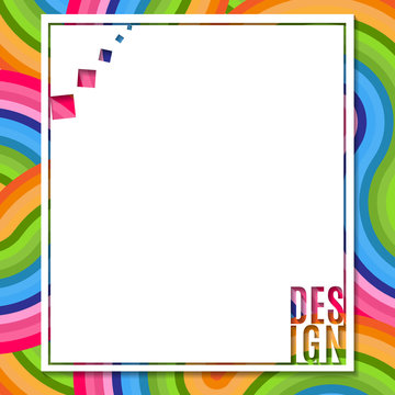 Abstract blank rectangular banner with text Design element on bright colorful background of wavy lines Element for the design of banners, advertising sales for business Creative modern concept Vector
