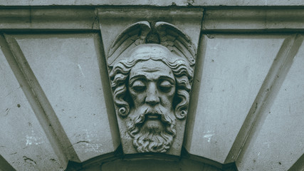 Decorative Keystone Architecture Details E, shallow depth of field black and white split toning...